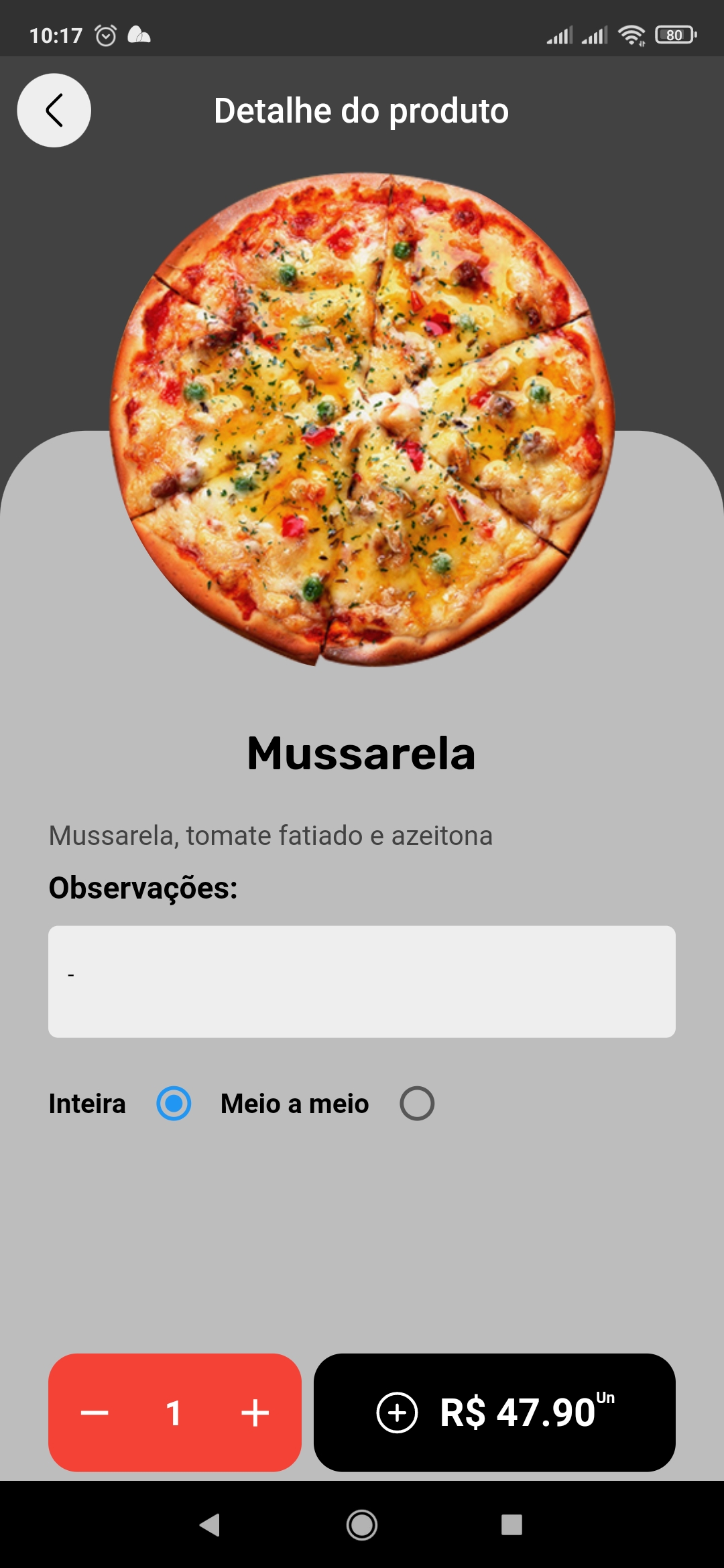 App Ponto Delivery - Detalhe do Produto